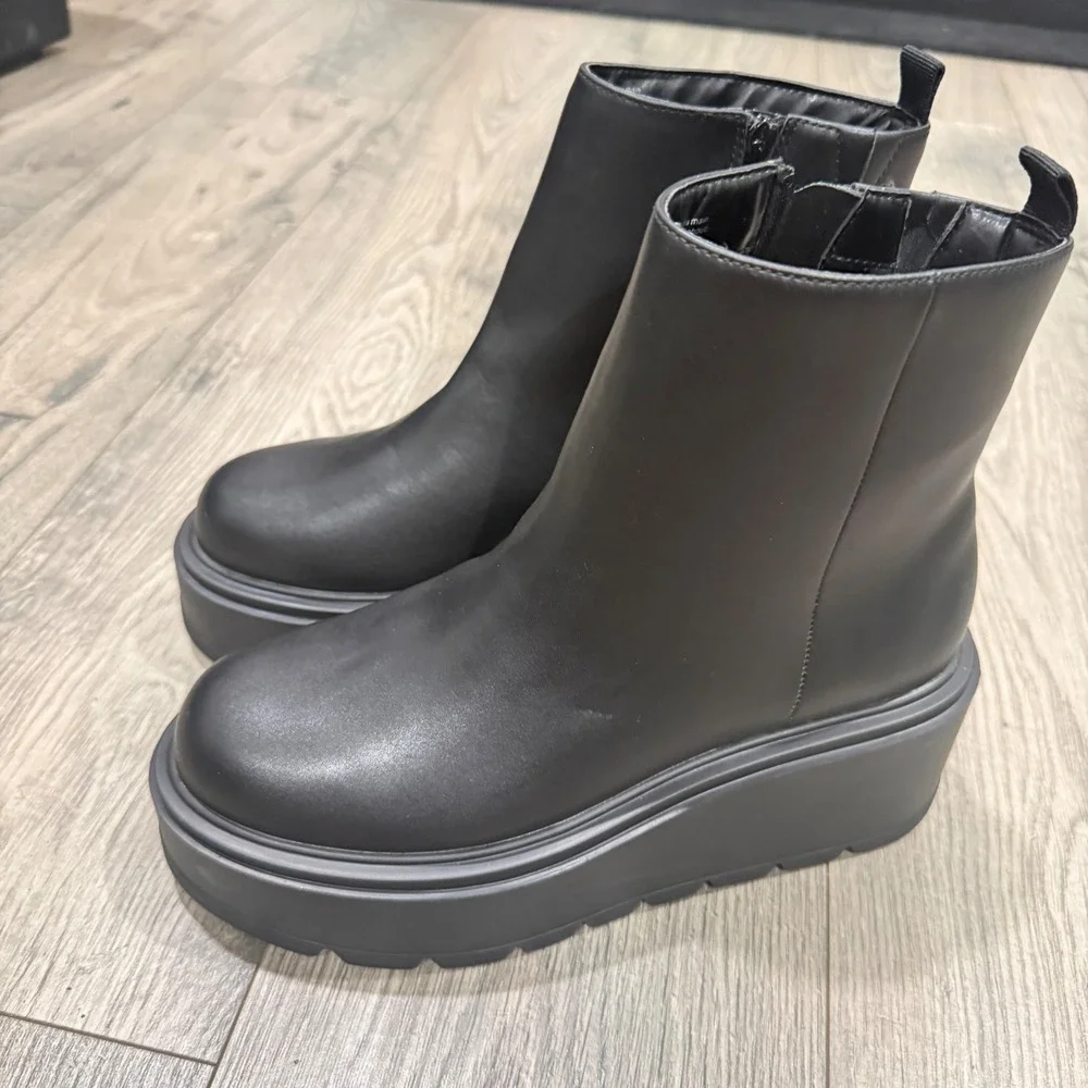 BP Women's Milo Black Platform Ankle Boots Dark Academia Festival Grunge Size 9M